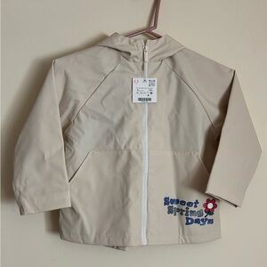 Zara Kids Light Beige Raincoat with Embroidery